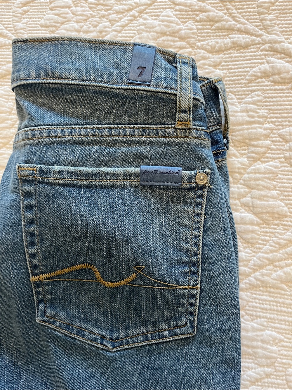 7 For All Mankind Bootcut Jeans in Medium Blue Denim